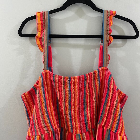 Torrid Midi Challis Striped Smocked Tiered Dress - 3 - Picture 7 of 11